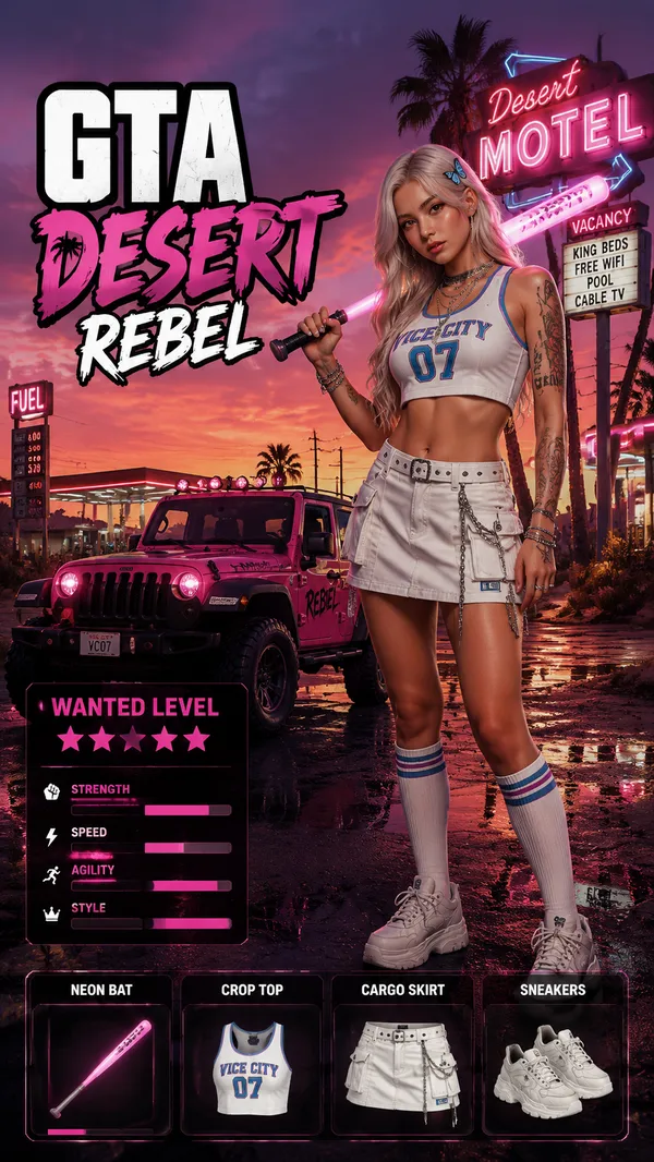 Постер выбора персонажа в пустыне Vice City