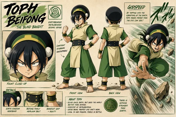 Лист команды Аватара в стиле манги Dragon Ball
