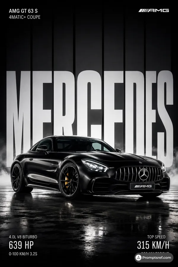 Plantilla cinematográfica de cartel publicitario de automóvil