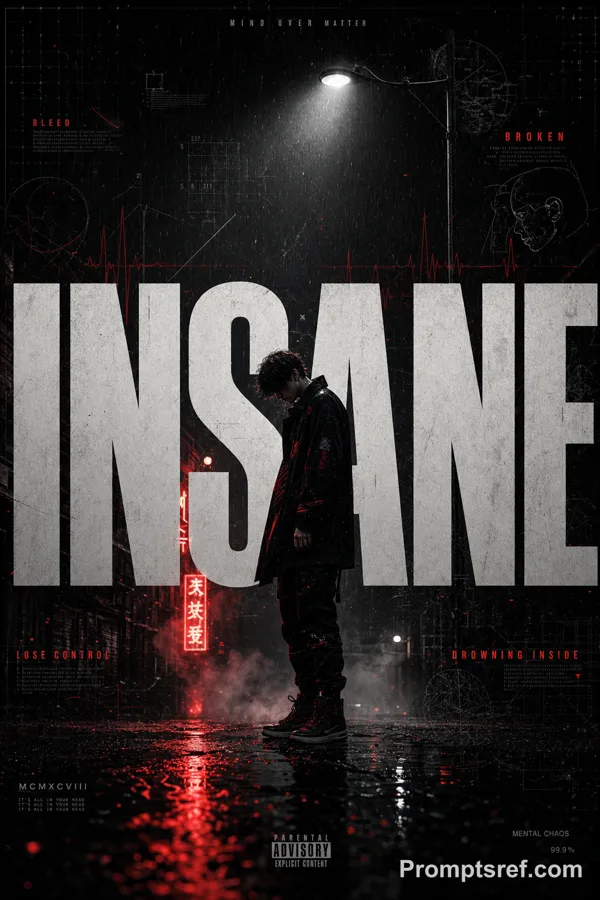 Музыкальная обложка Insane в дождливом переулке