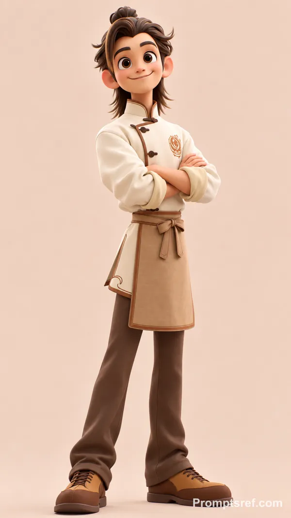 Personaje Pixar de piernas largas y luz suave
