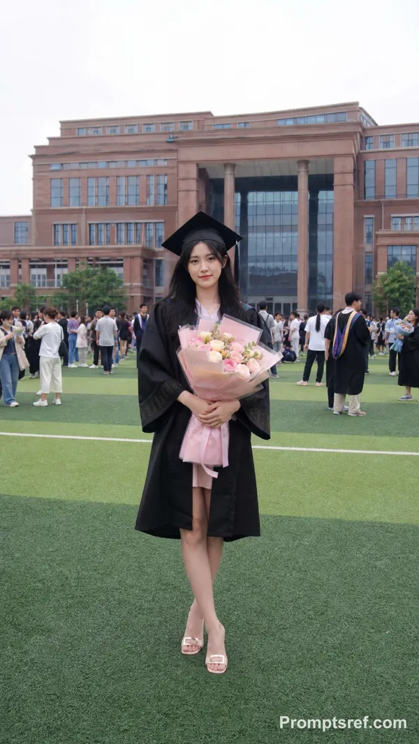 5207 필름의 부드러운 빛 속 여성 졸업생