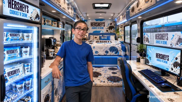 Интерьер спальни в городском автобусе в стиле Cookies N Creme