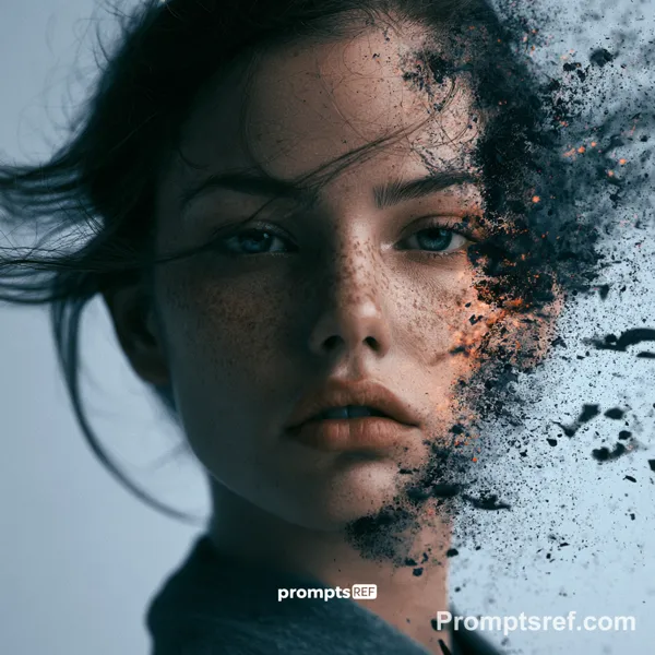 Half-Faded Portrait in Drifting Particles