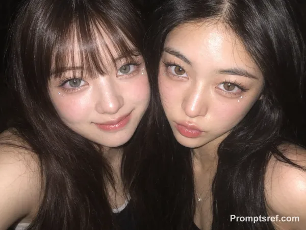 Selfi de flash con flequillo y pedrería