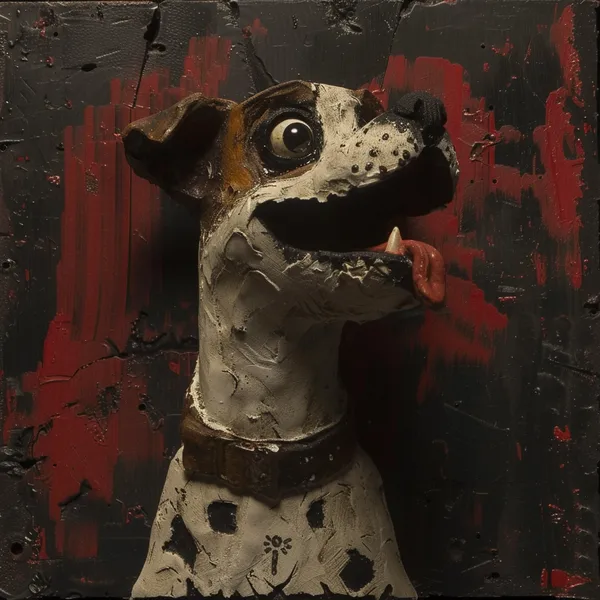 Example of an image generated using the prompt --sref 1909266816 in Midjourney with Street art, black, Red, Claymation, Dark fantasy style 1