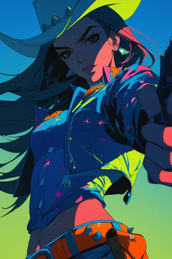 Ковбойша сражается в позе JoJo