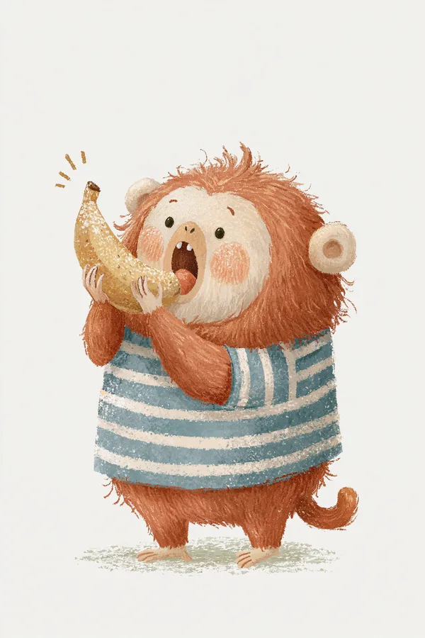 Affe und gefrorene Banane