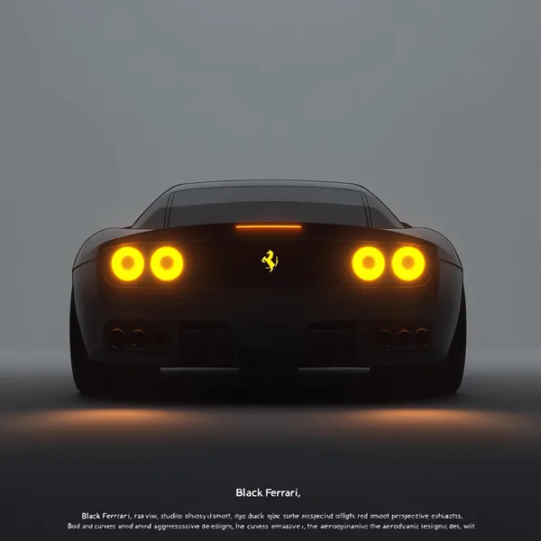 Студийный портрет чёрного Ferrari сзади