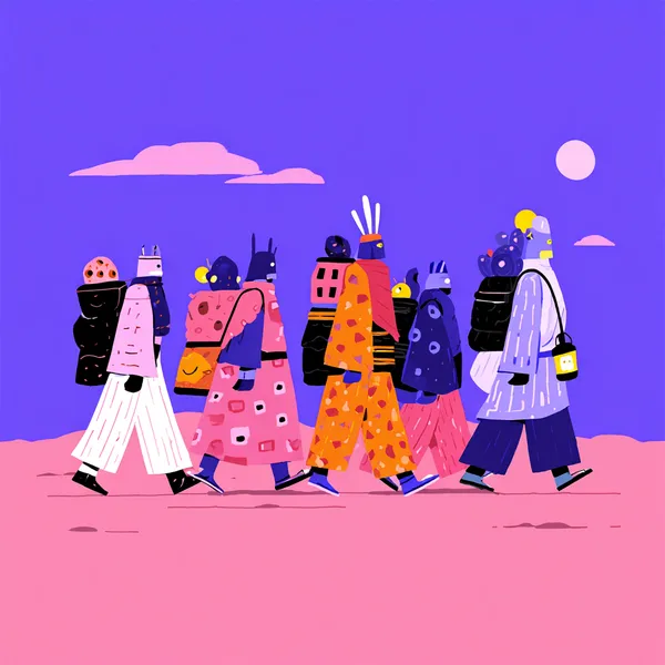 Example of an image generated using the prompt --sref 1555692806 in Midjourney with Illustration, Pink, Minimalism style 3