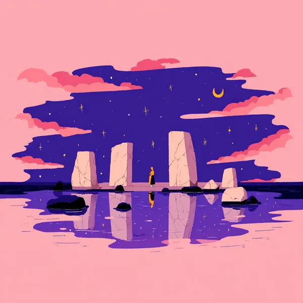 Example of an image generated using the prompt --sref 1555692806 in Midjourney with Illustration, Pink, Minimalism style 4