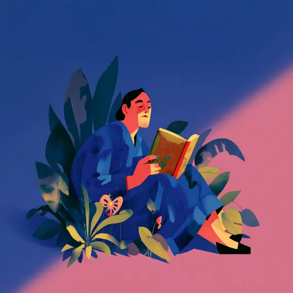 Мальчик читает книгу