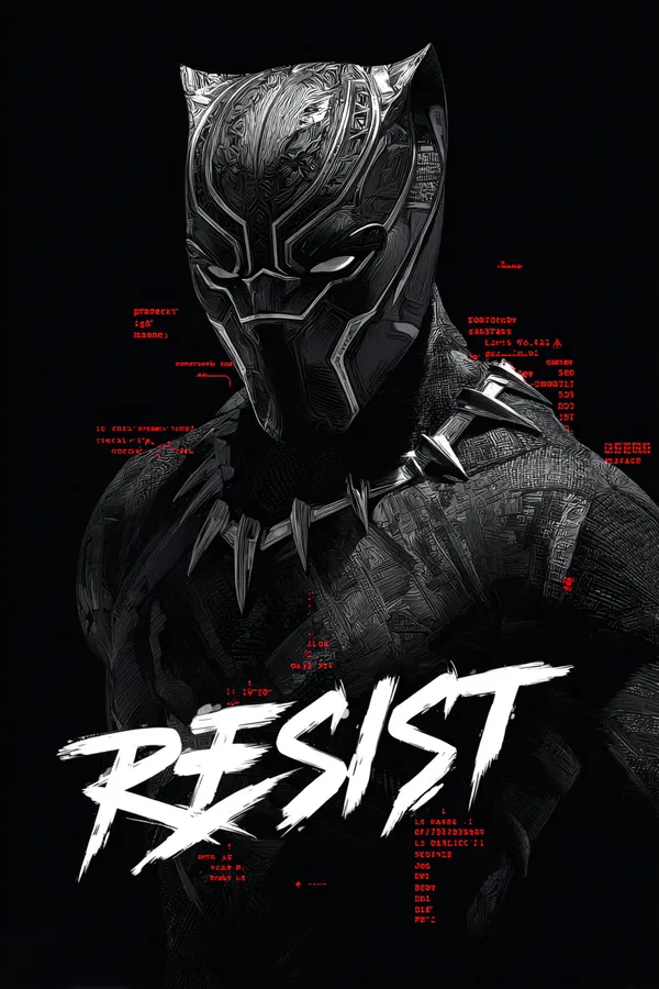 Воин Resist в чернильном коллаже