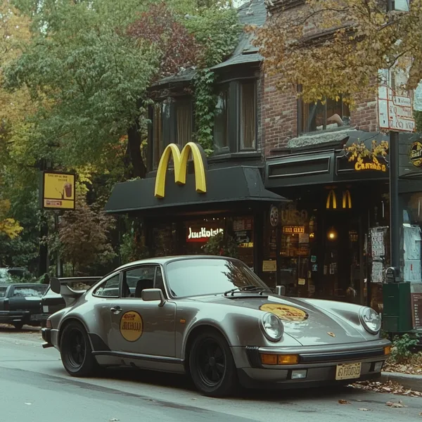 Белый Porsche 964 у McDonalds