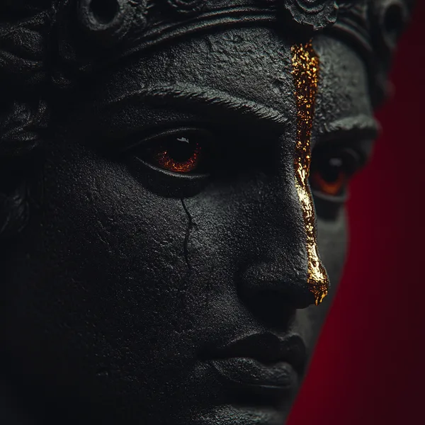 Кинематографичная греческая статуя с золотыми слезами