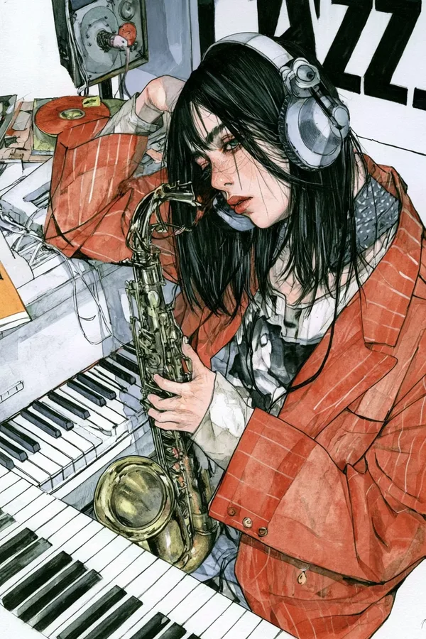 Example of an image generated using the prompt --sref 2756663120 in Midjourney with Manga art, Illustration, Ink and watercolor, Dark fantasy, Surrealistic style 3