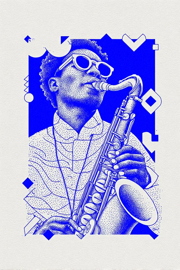 Саксофонист прорывает синий ритм