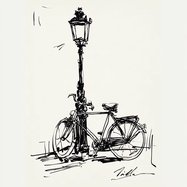 Vintage-Fahrrad an einer viktorianischen Straßenlaterne