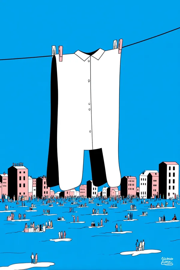 Example of an image generated using the prompt --sref 3375027477 in Midjourney with Illustration, Flat vector, Line art, Blue, Minimalism style 2