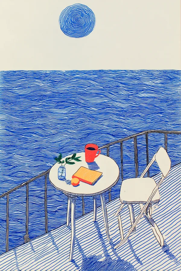 Example of an image generated using the prompt --sref 3799958527 in Midjourney with Illustration, Line art, Blue style 4