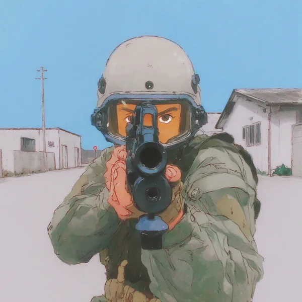 Example of an image generated using the prompt --sref 3812017171 in Midjourney with Anime, Vintage, Blue style 1