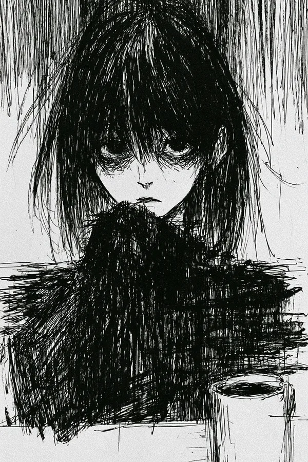 Example of an image generated using the prompt --sref 3871063252 in Midjourney with Illustration, Manga art, Line art, Black, Dark fantasy style 2