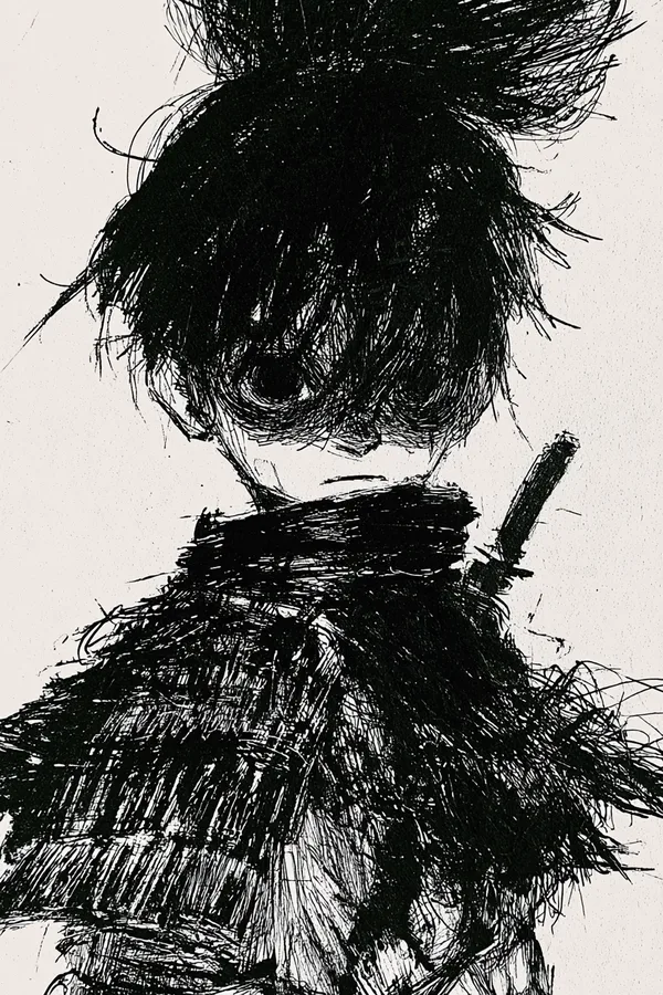 Example of an image generated using the prompt --sref 3871063252 in Midjourney with Illustration, Manga art, Line art, Black, Dark fantasy style 3