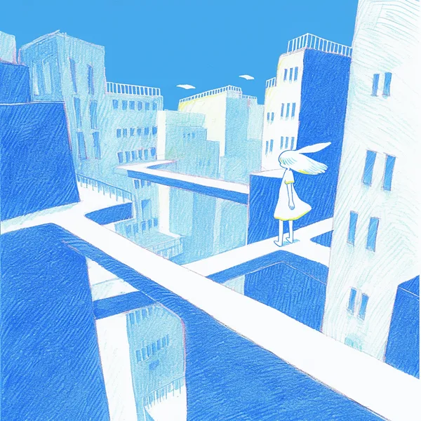 Stilisierter Anime-Stadtspaziergang