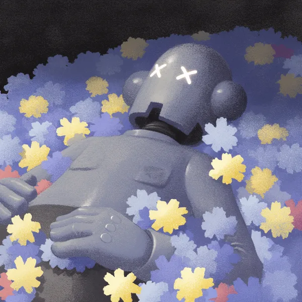 Kaws с цветами в палитре Мураками