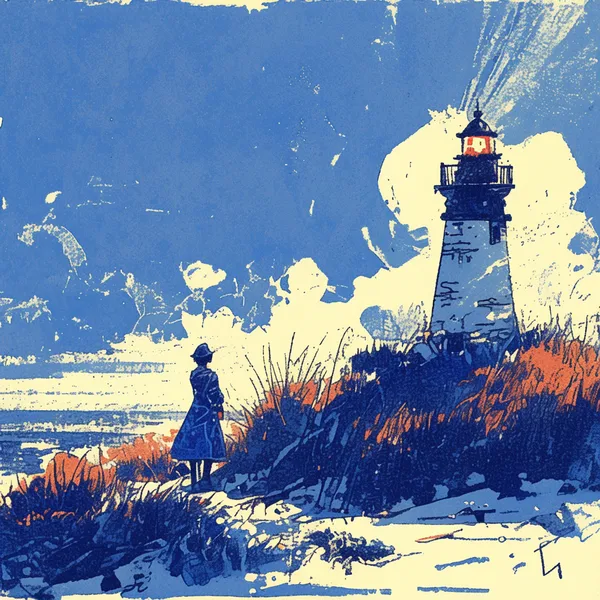 Stylized Anime Lighthouse by the Sea