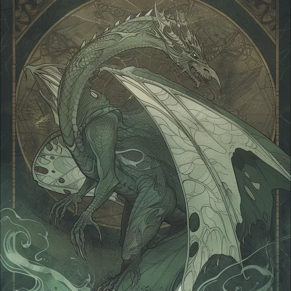 Example of an image generated using the prompt --sref 742595086 in Midjourney with Anime, Manga art, Green, Dark fantasy, Vintage style 2