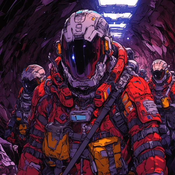Example of an image generated using the prompt --sref 943201857 in Midjourney with Purple, Cyberpunk, Vintage, Comic book, Illustration, Dark fantasy style 4