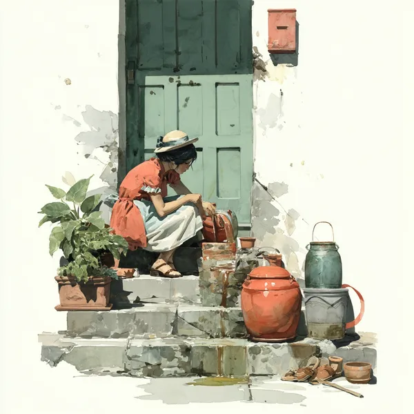 Example of an image generated using the prompt --sref 958969139 in Midjourney with Illustration, Vintage, Ink and watercolor style 3