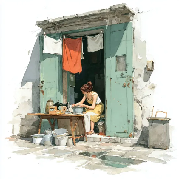 Example of an image generated using the prompt --sref 958969139 in Midjourney with Illustration, Vintage, Ink and watercolor style 4