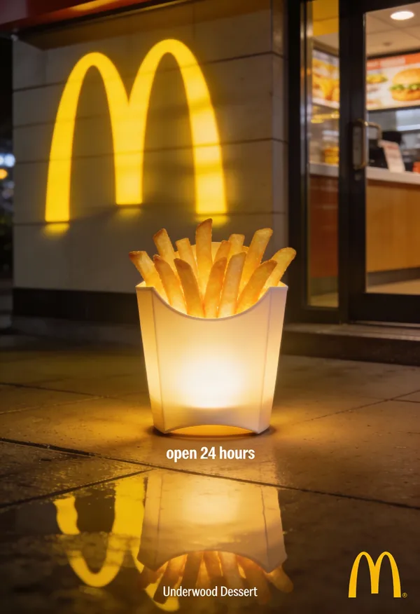 Постер со светящимся ночником из картофеля фри McDonald’s