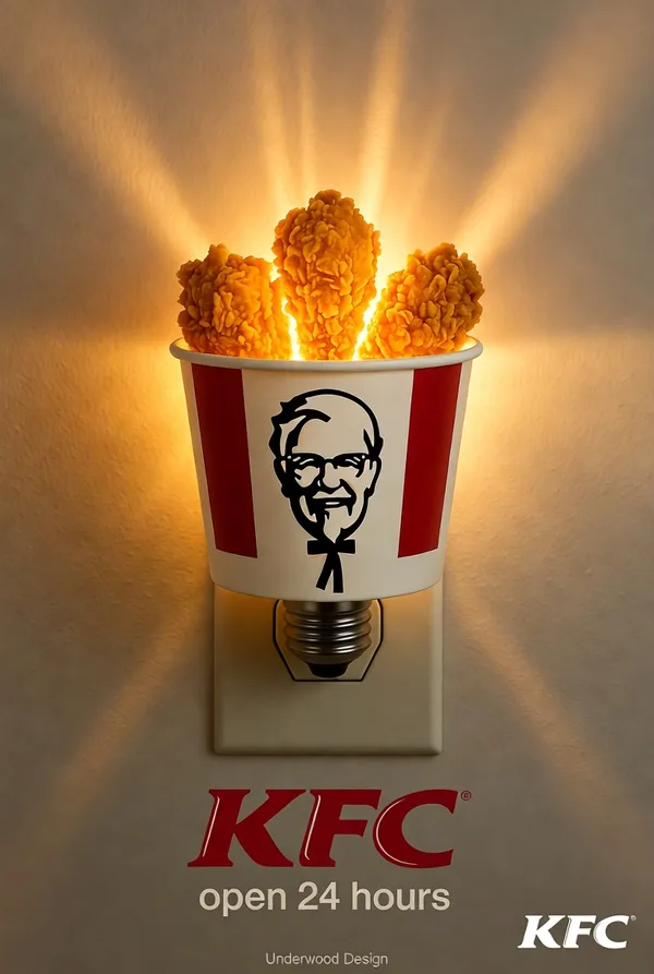Постер с ведёрком KFC в виде ночника