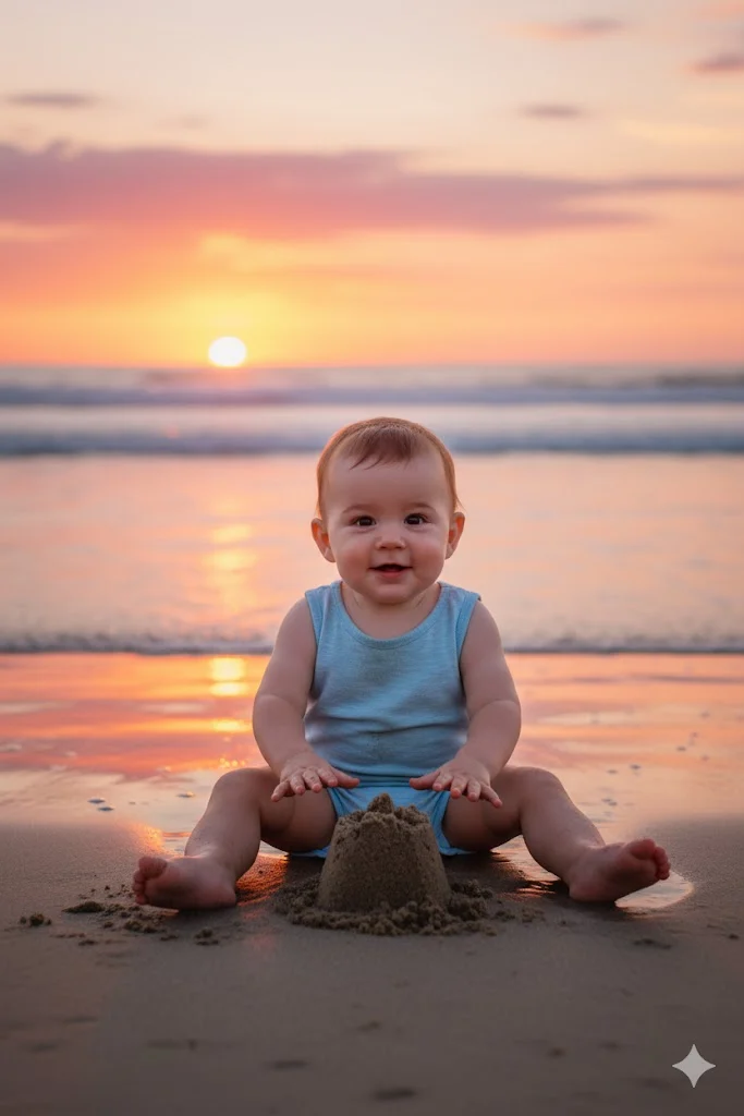 Beach Sunset Sand Play by Gemini.png