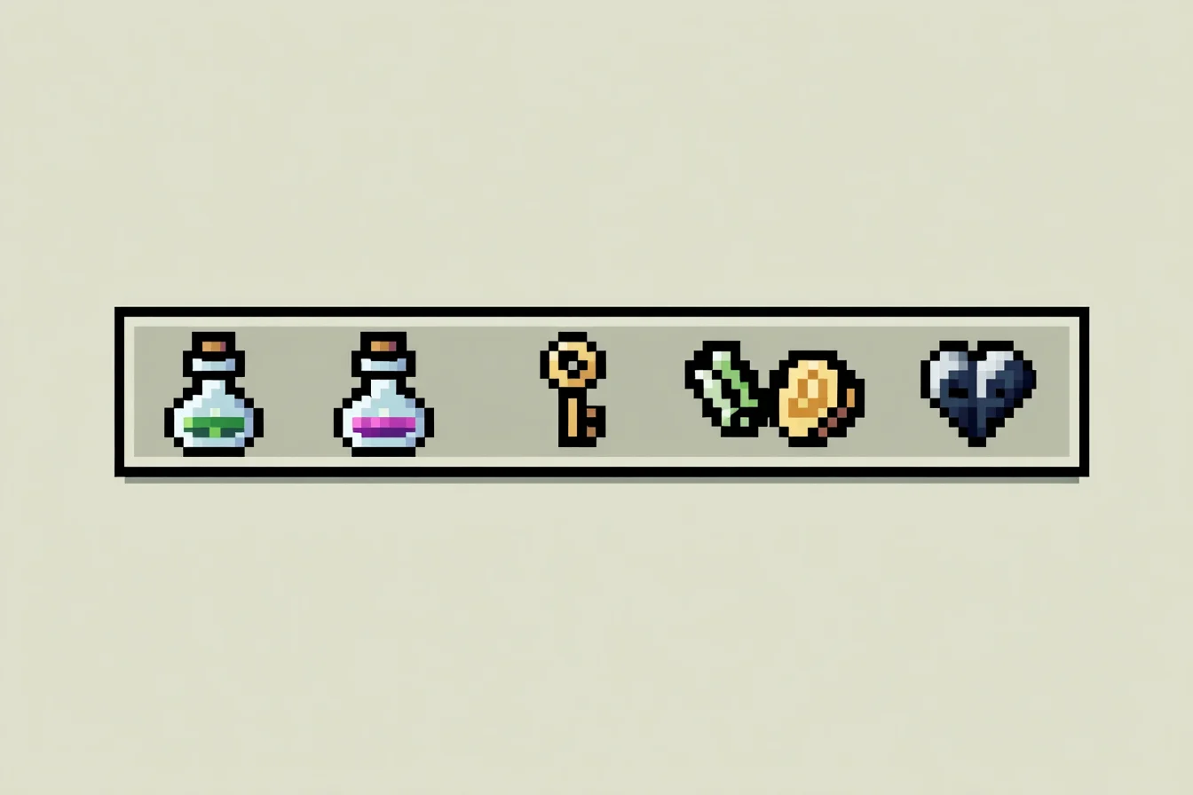 Pixel‑art item icons row by midjourney.png
