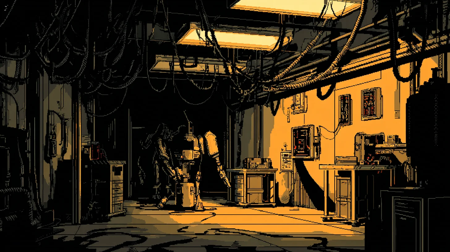 Pixel‑art mecha garage by midjourney.png